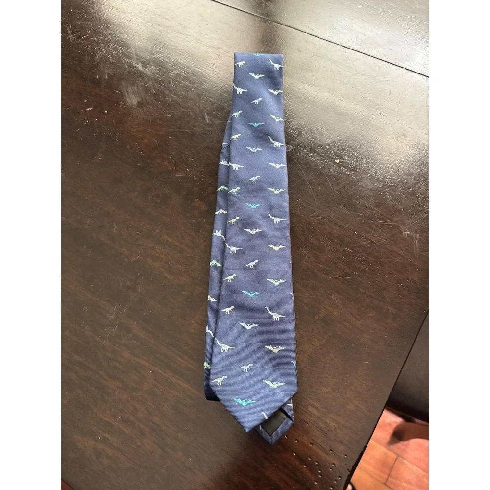 Crewcuts J.Crew Boys Silk Dinosaur Necktie Navy Blue 52 Inch Tie